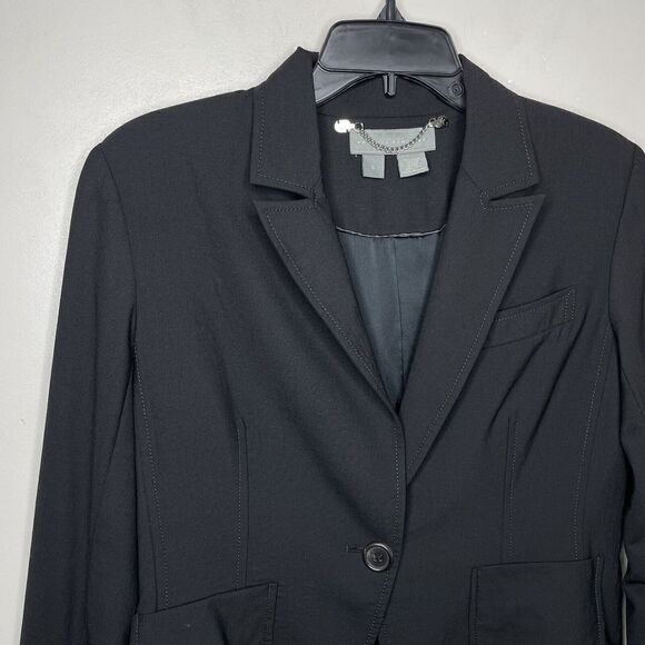 PROENZA SCHOULER Blazer Womens 6 Black One-Button Wool Blend Fitted Jacket - Picture 3 of 10